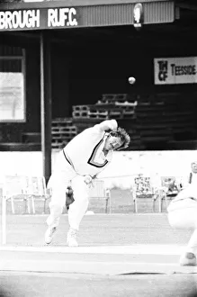 Yorkshires Arnie Sidebottom seen here on the attack against Leicestershire at Acklam