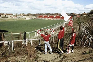 Boys Prints: Young fans gathered at The Valley, the abandoned Charlton Athletic football ground