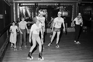 Disco Prints: Young holidaymakers at the roller disco at the James Corrigan seafront amusement arcade