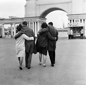 Young love in overcoats... two of the many couples who found the elements too severe for