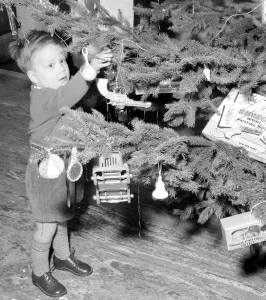 Amazement Prints: Young master John Masterson inspects the christmas tree