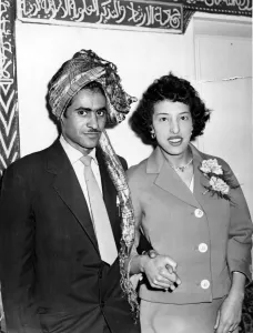 Turban Prints: A young moslem couple are pictured after their wedding at a Cardiff mosque - no names