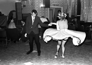 Some young people Rock and Roll dancing at a club in Gateshead on February 15, 1980