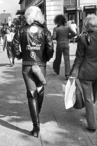 Fashion Clothing Prints: A young punk rocker walking down Colmore Road, Birmingham