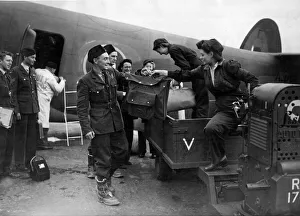 00189 Prints: Young RAF air crews delivering a Liberator aircraft at Atlantic Terminal after flying