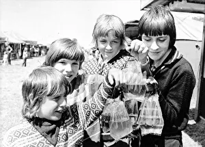 Goldfish Prints: Four youngster display their prize goldfish in 1975 at the Hoppings on Newcastle