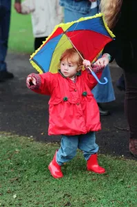 Youngsters dressed for the wet weather during the Great Toddle for Children in Need