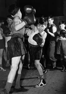 Aggression Prints: Youth Boxing. Harry Lemon, 11 (L) and Peter Divine are among nursery