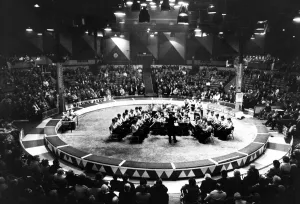 Places Prints: The youth of Glossop School Band to play the last music in the Kings Hall at Belle Vue