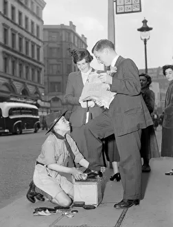 Youth Movement Boy Scouts Bob A Job Week April 1952 Boy Scouts shoe shining for