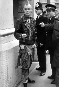 Youth Punks September 1984 Policemen tells punks where to go outside the Bank of