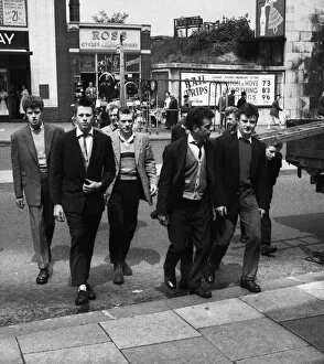 Youth Sub Cultures Teddy Boys 1956 A group of Teddy Boys arriving at South Western