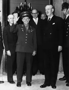 Science Prints: Yuri Gagarin seen here with Prime Minister Harold Macmillan at Admiralty House