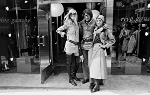 Yves Saint Laurent, designer pictured outside his first London Rive Gauche store on New