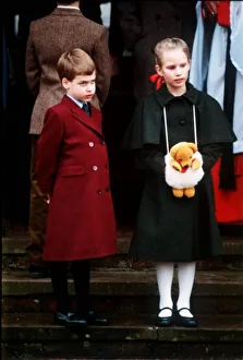 00084 Prints: Zara Phillips and Prince William at Christmas Day Service Sandringham