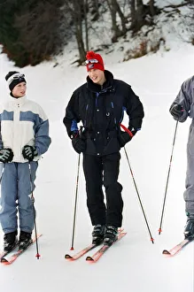 Skiing Prints: Zara Phillips and Prince William on the ski slopes of Klosters during an official