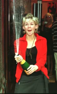 Zoe Ball DJ presenter celebrates her first solo 1998 Radio 1 Breakfast Show