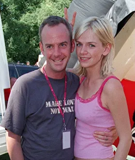 Zoe Ball July 1999 Radio One Roadshow Scotland disc jockey with her boyfriend